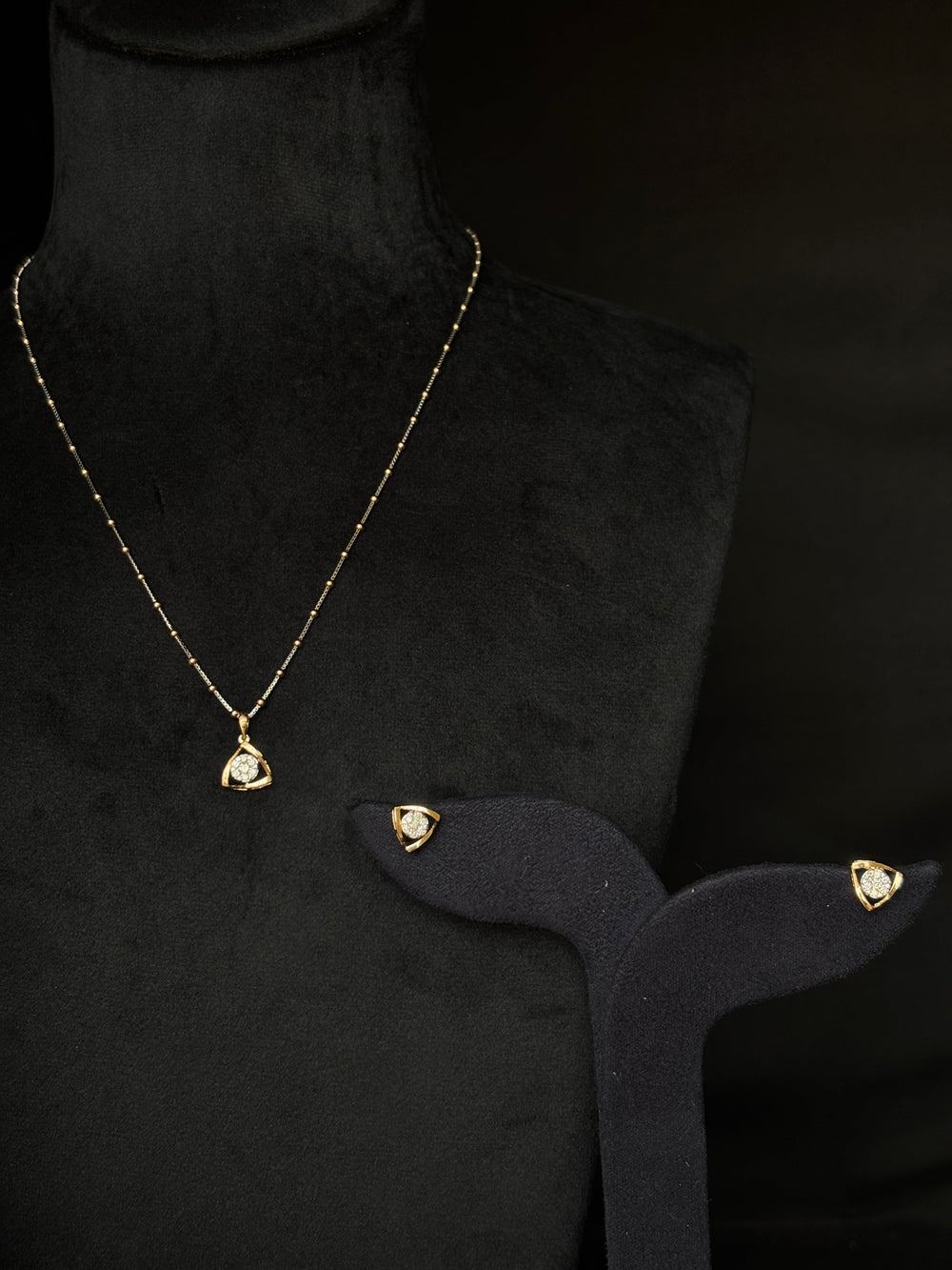 14K Gold Diamond Pendant Set with Modern Triangular Design – IGI Certified 0.35 ct Diamonds, 2.68g Net Gold(Without Chain)