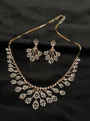 14K Gold Diamond Necklace Set with Intricate Floral Design – IGI Certified 4.99 ct Diamonds, 46.102g Net Gold