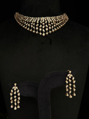 14K Gold Diamond Choker & Earring Set – IGI Certified 3.58 ct Diamonds, 48.954g Net Gold