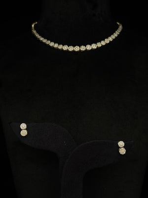 14K Gold Diamond Cluster Necklace Set – IGI Certified 4.31 ct Diamonds, 19.928g Net Gold