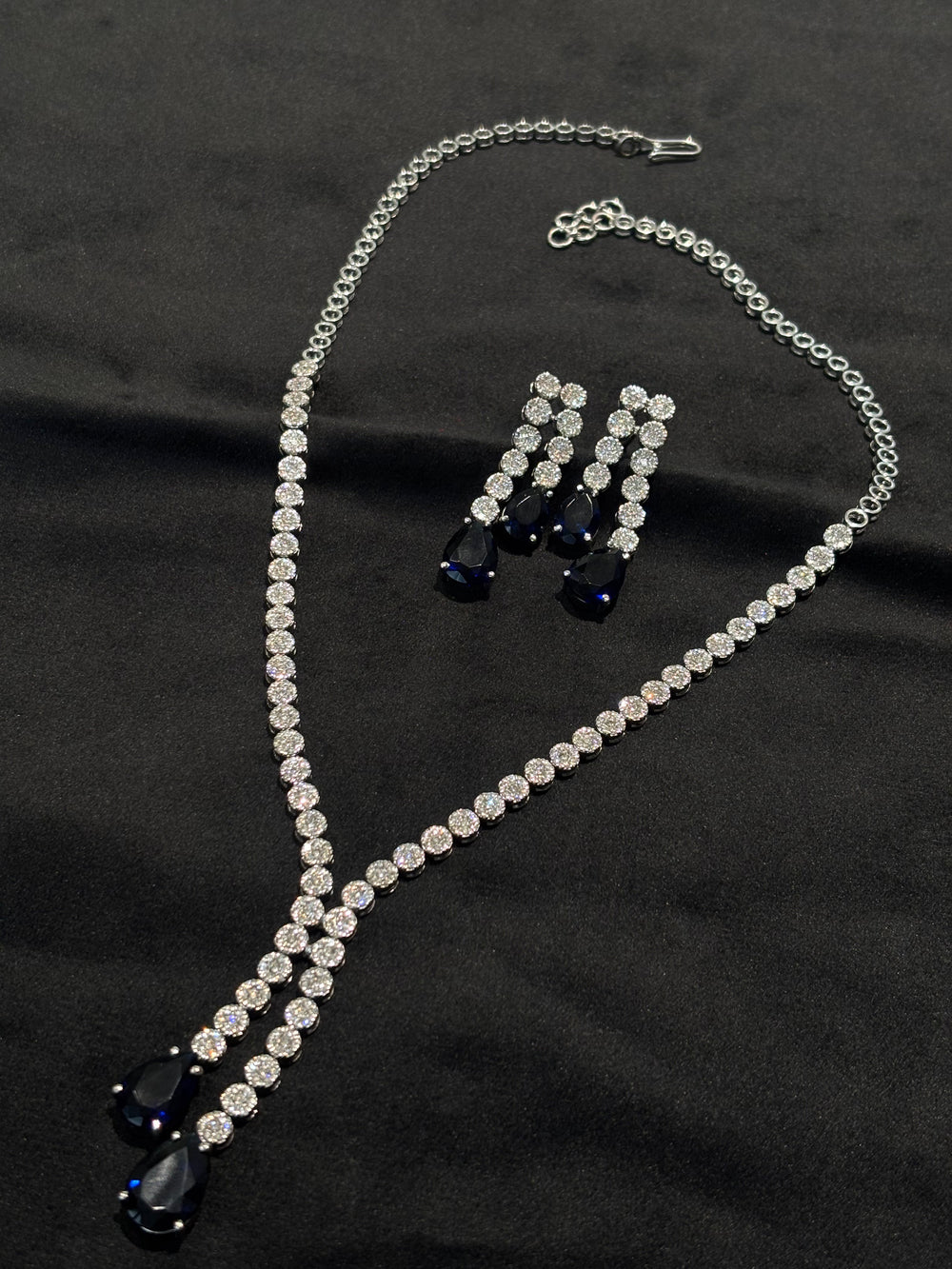 14K Gold Diamond & Blue Gemstone Necklace Set – IGI Certified 9.63 ct Diamonds, 53.724g Net Gold