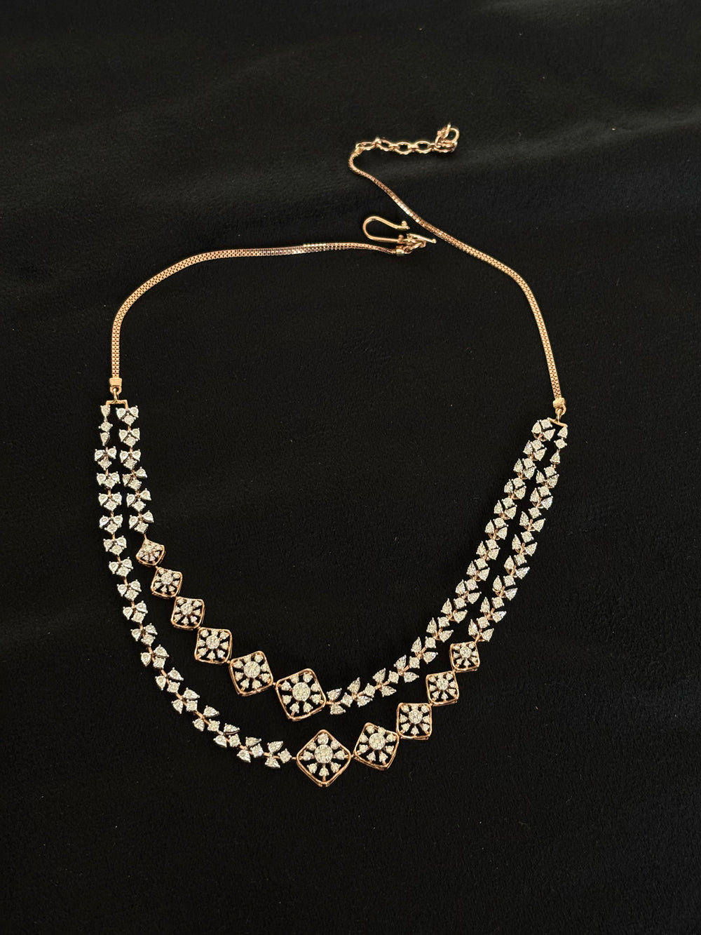 14K Gold Double-Layer Diamond Necklace & Earring Set – IGI Certified 2.45 ct Diamonds, 29.49g Net Gold