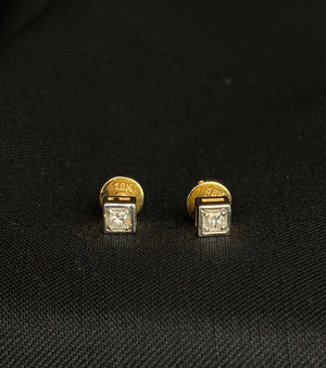 18kt Gold Premium Round Diamond Halo Studs | IGI Certified, Gross Wt: 1.82, Net Wt: 1.792, Diamond. Wt 0.14