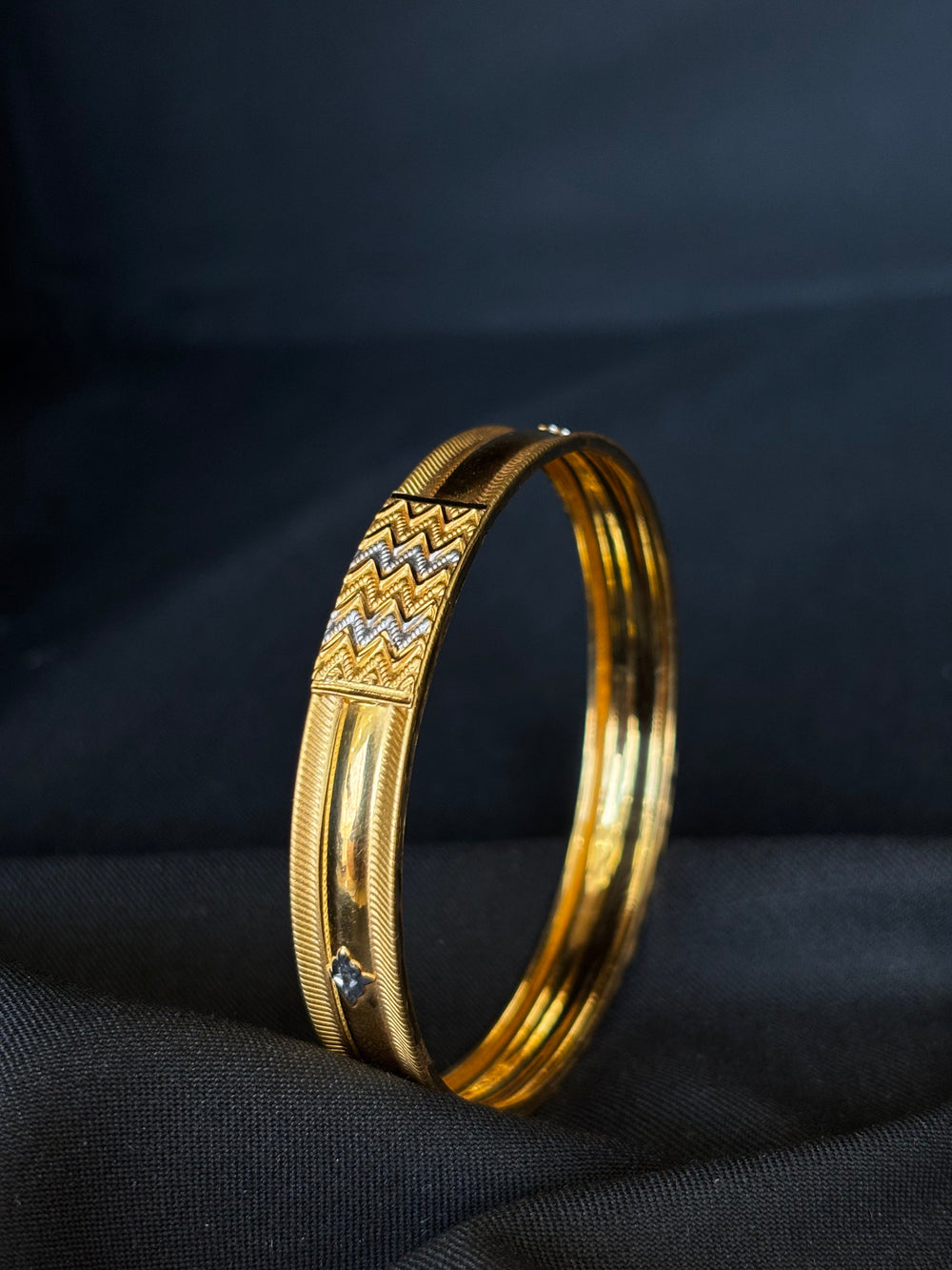 22K Gold Bangle Set with Sparkling Accents from Premsay Jewellers