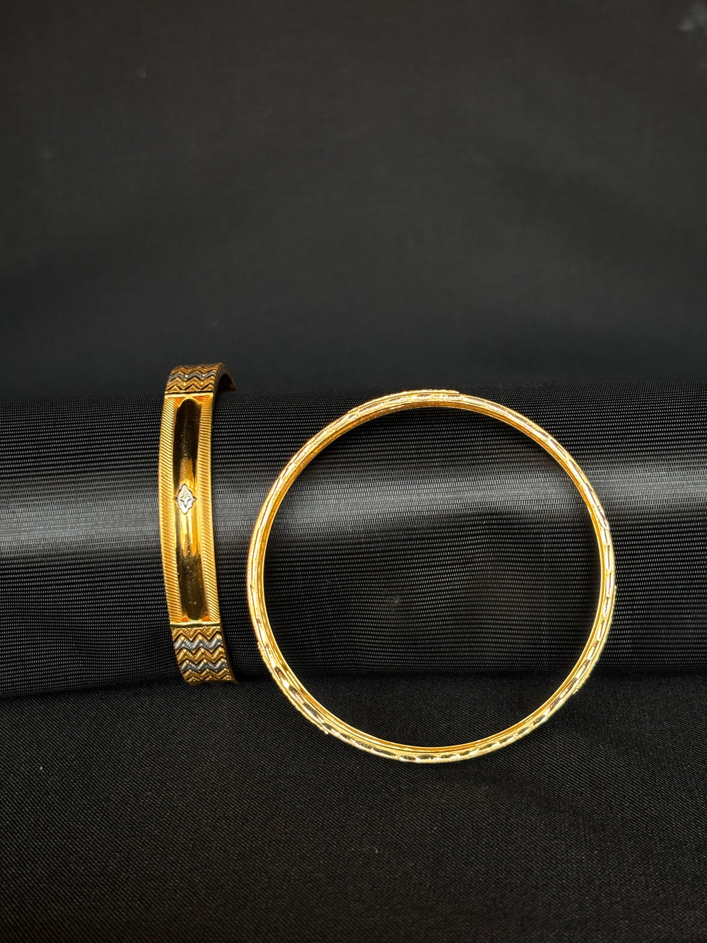 22K Gold Bangle Set with Sparkling Accents from Premsay Jewellers