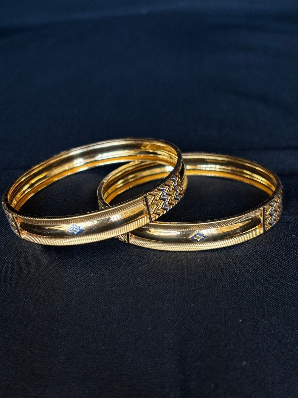 22KT Gold Bangle Set with Sparkling Accents from Premsay Jewellers