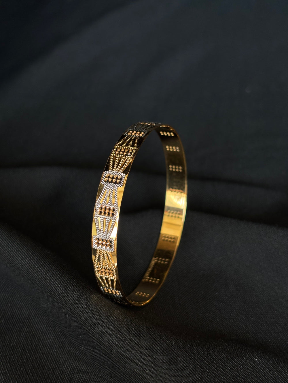 22K Gold Bangle Set with Intricate Detailing