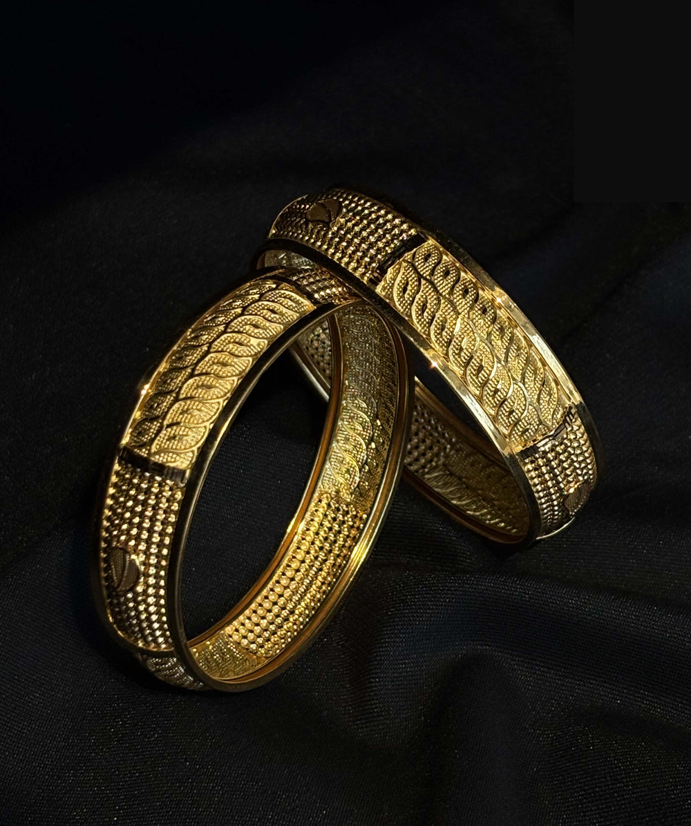 22K Gold Bangles - Intricate Design & Rich Finish