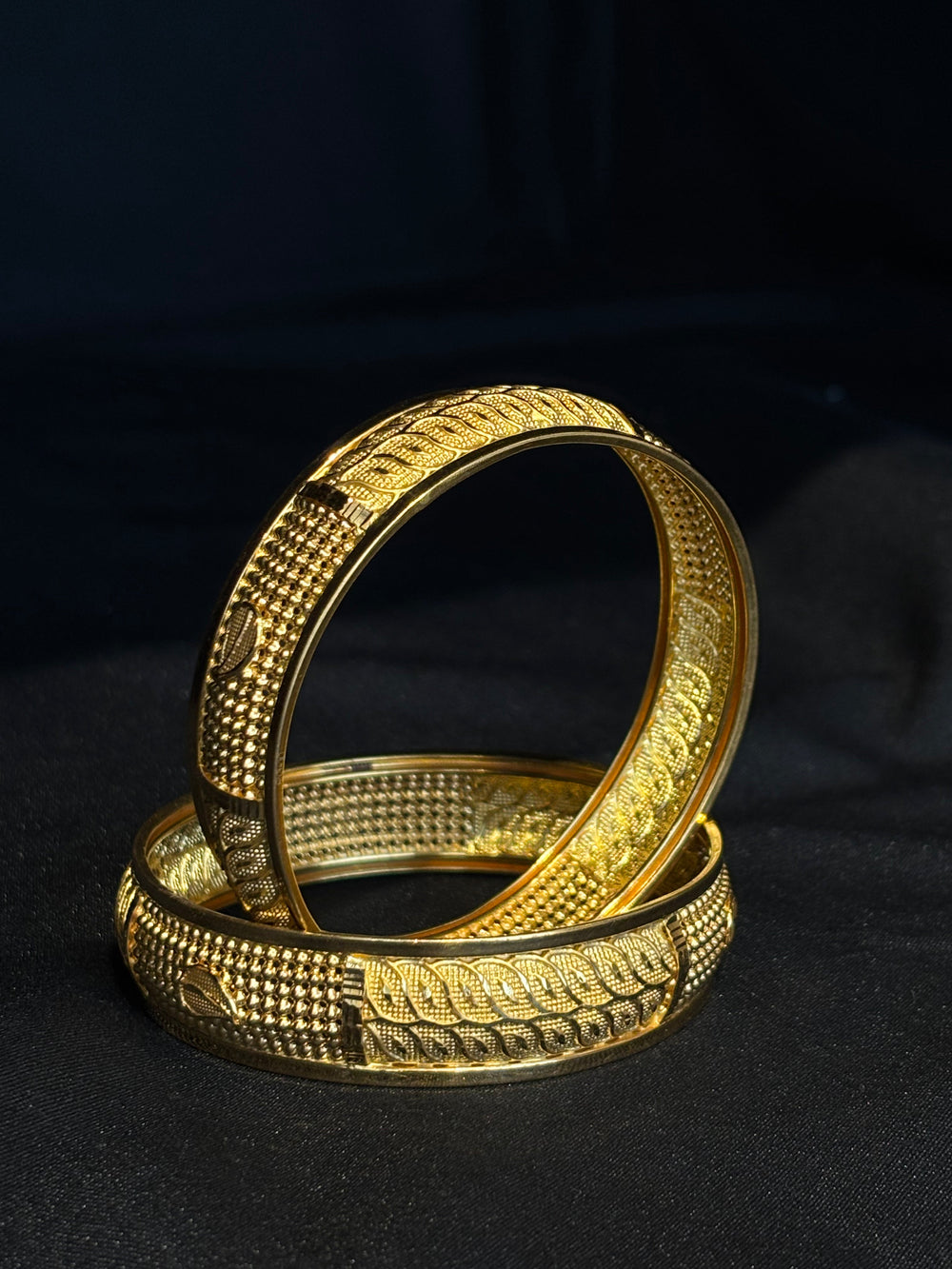 22K Gold Bangles - Intricate Design & Rich Finish