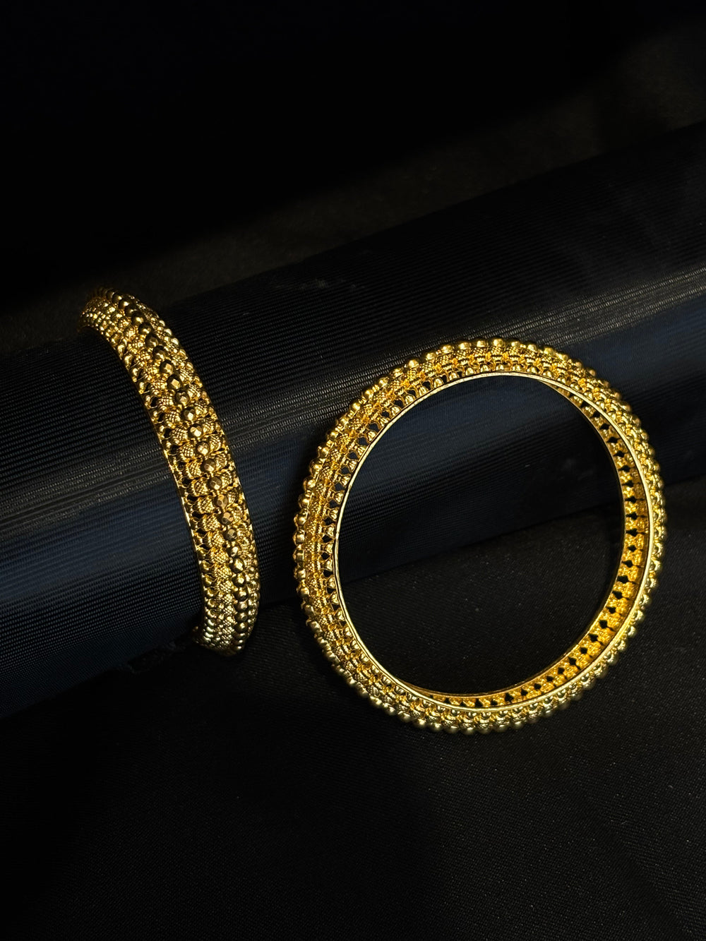 22K Gold Bangles with Textured Detail