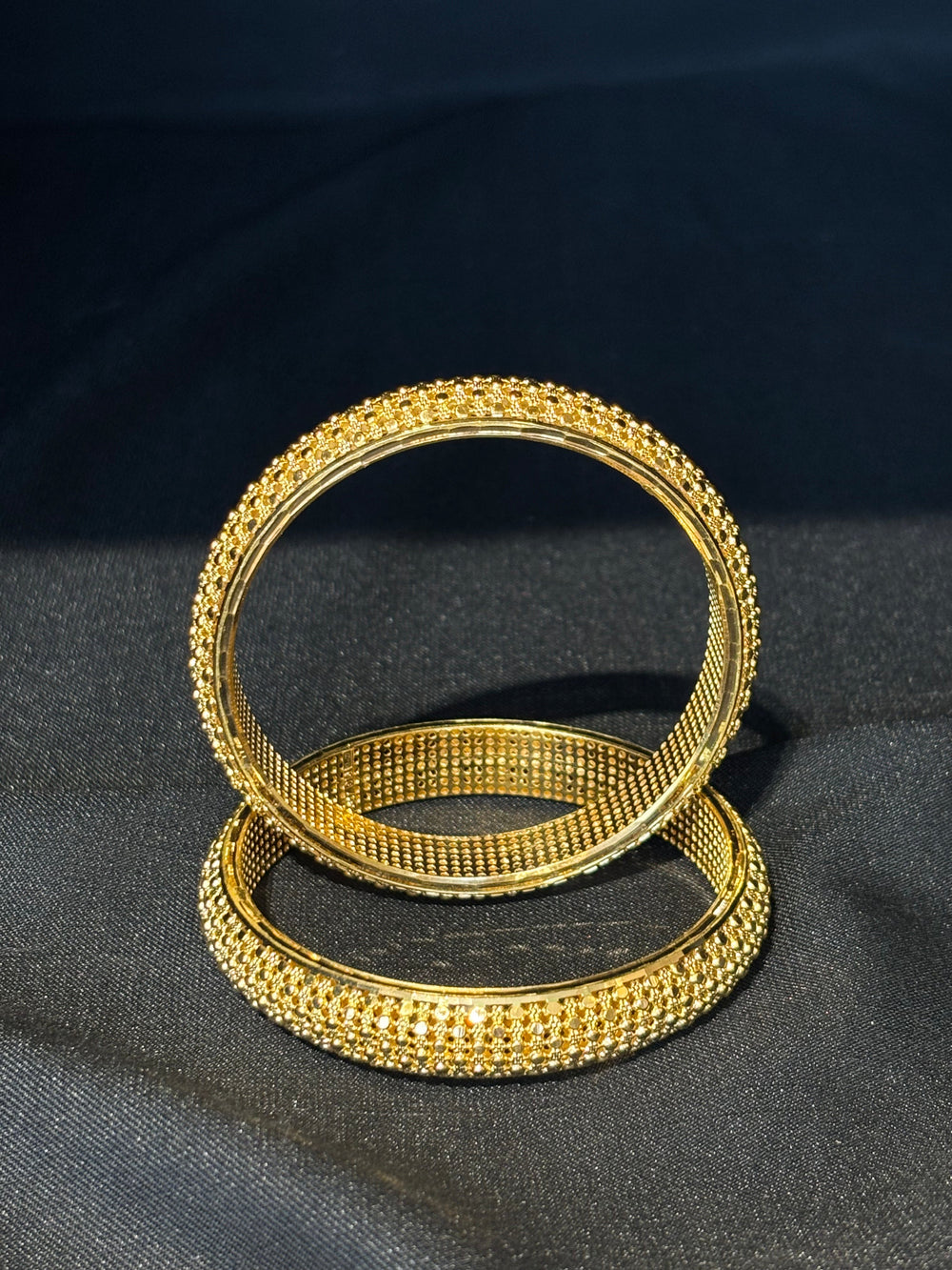 22KT Gold Bangles - Elegant Textured Design - Set of 2