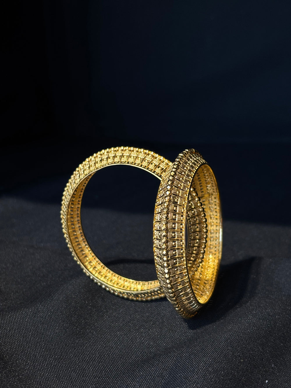 22K Gold Bangles with Intricate Dot Design