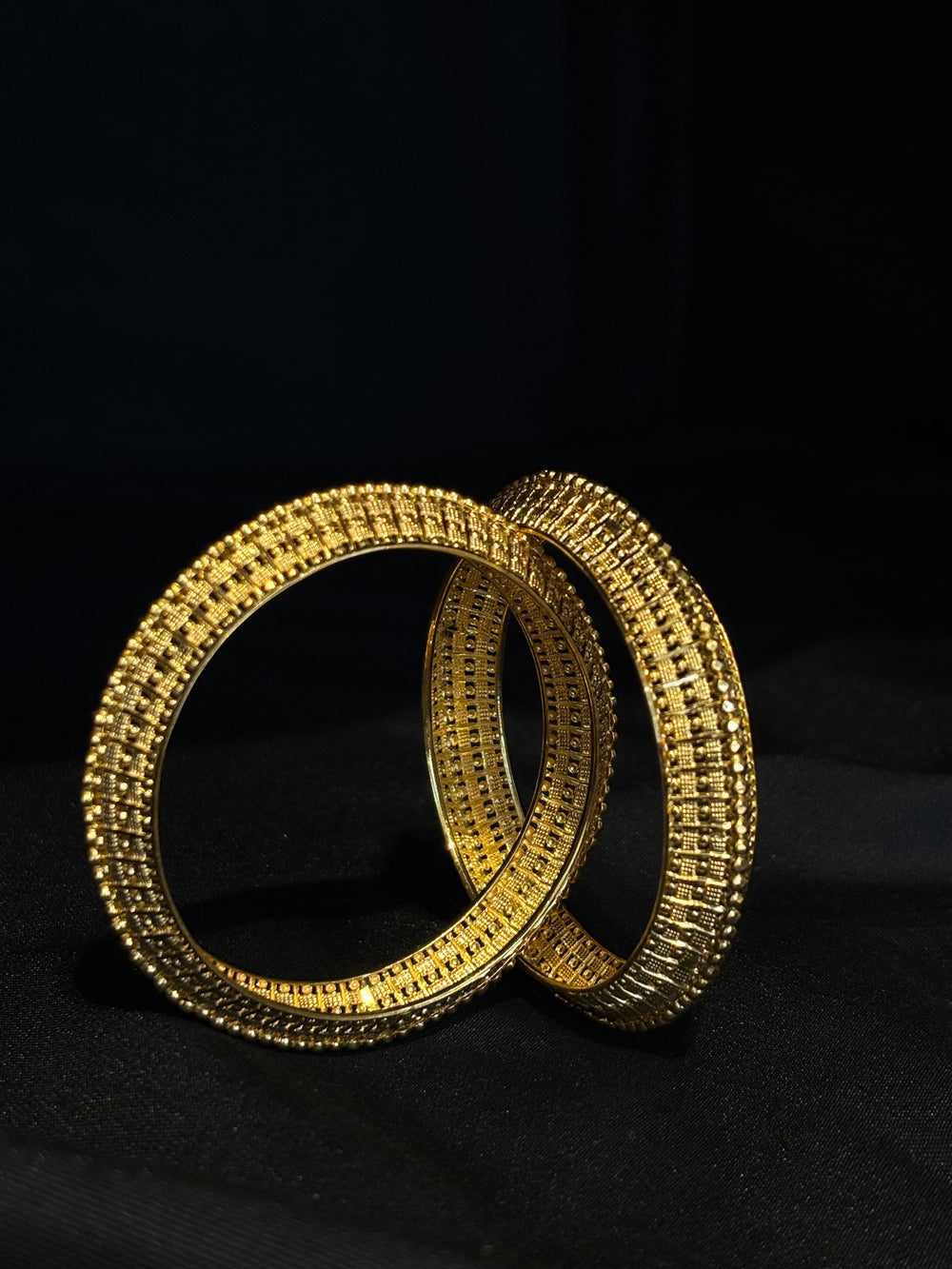 22K Gold Bangles with Intricate Dot Design
