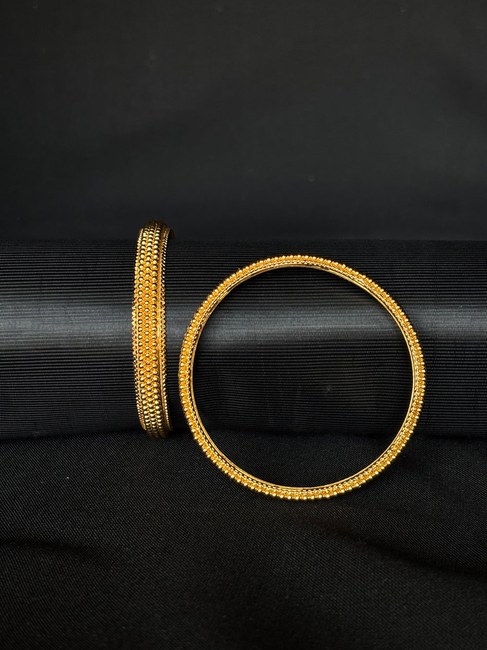 22K Gold Beaded Bangle Set