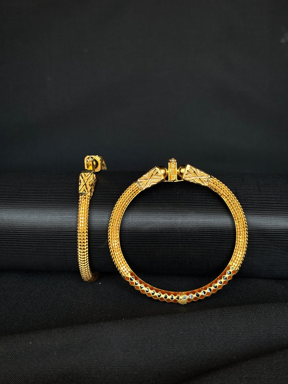 22K Gold Snake Head Bangle Set