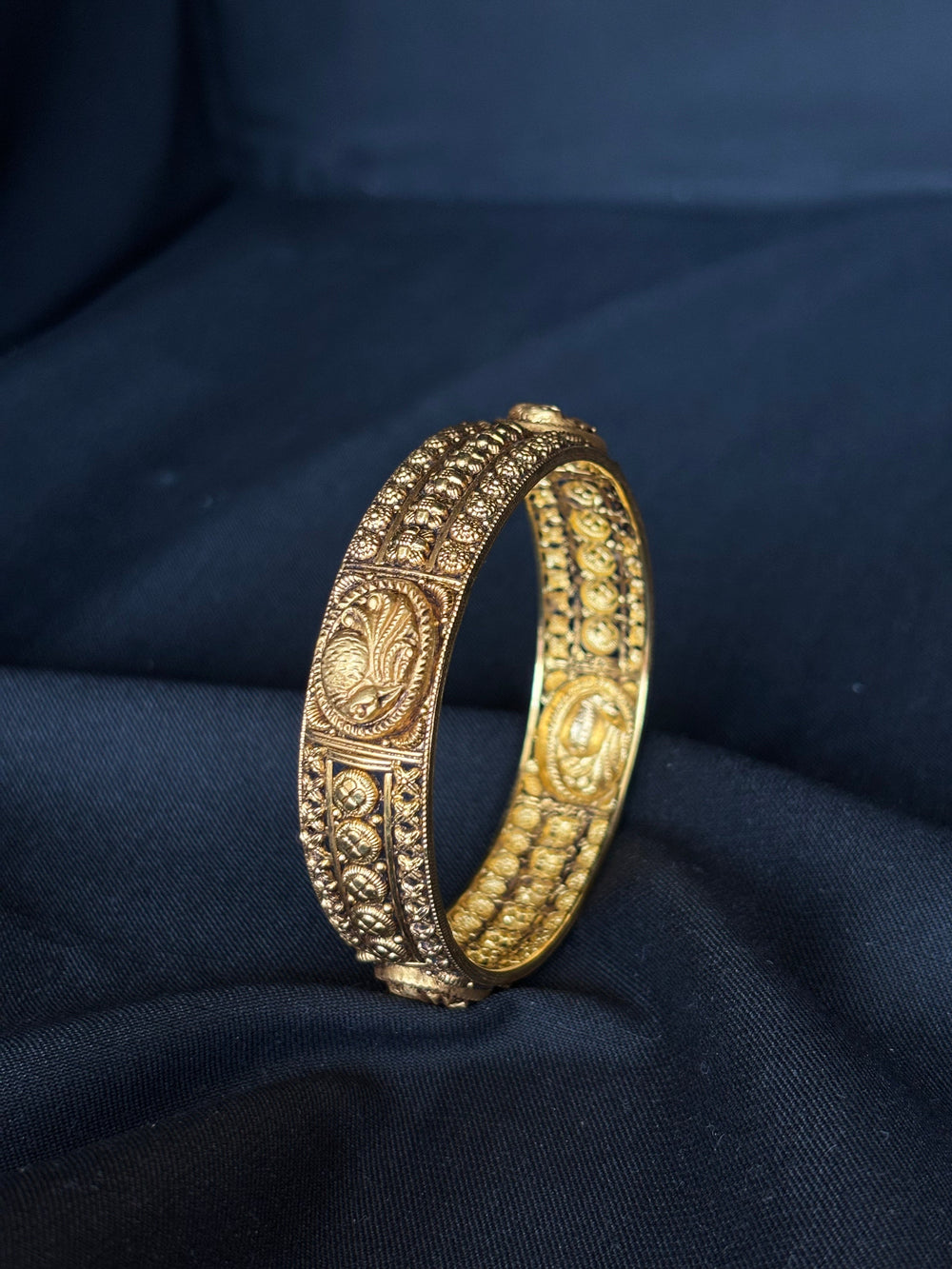 22K Gold Peacock Bangle Set