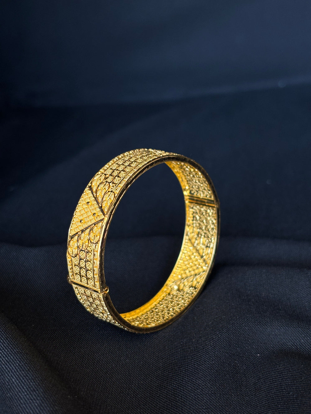22K Gold Statement Bangles with Intricate Design - Set of 2