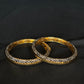 22K Gold Bangles with Intricate Black & Gold Design - Set of 2