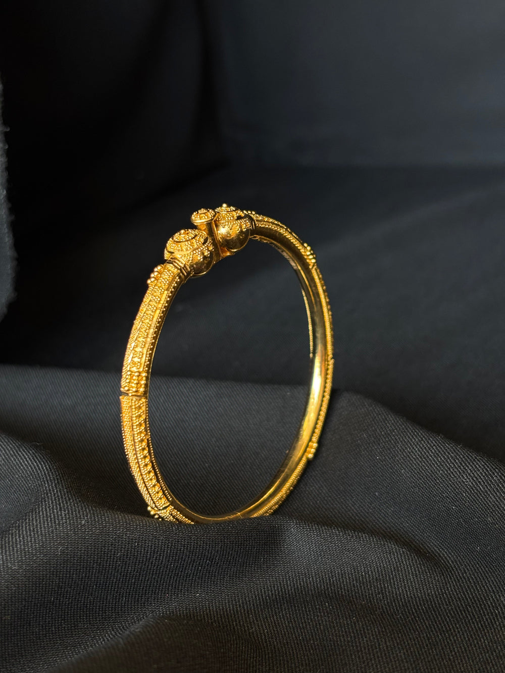 22K Gold Floral Bangle Set