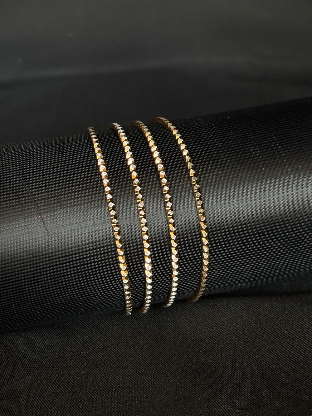 22K Gold Bangles with Dotted Texture - Set of 4