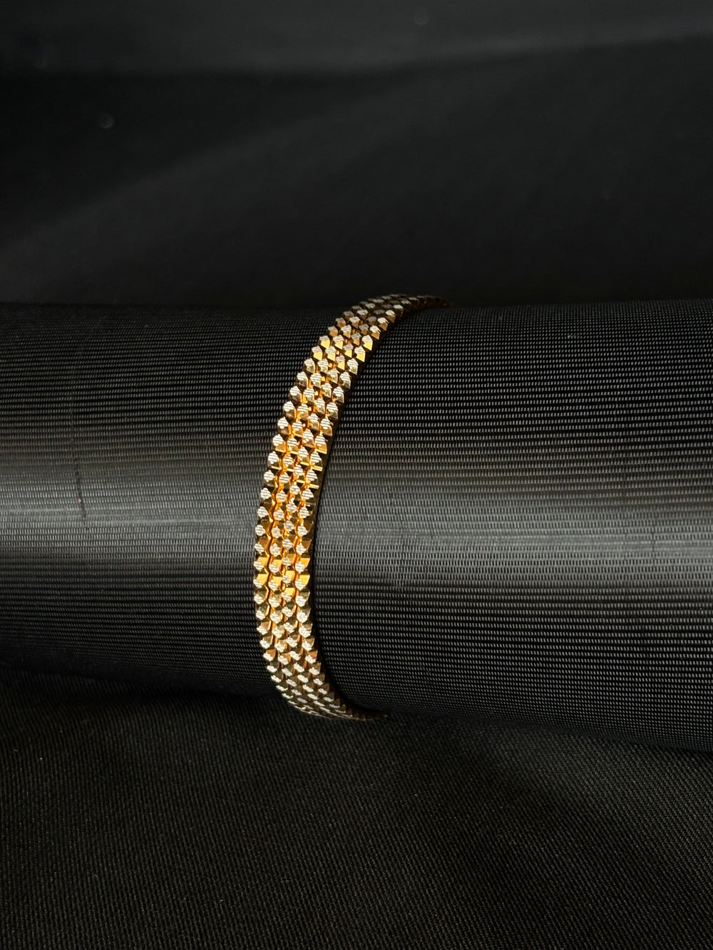 22K Gold Bangles with Dotted Texture - Set of 4