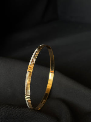 22K Gold & White Rhodium Bangles - Set of 4