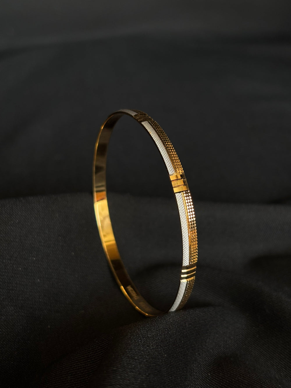 22K Gold & White Rhodium Bangles - Set of 4