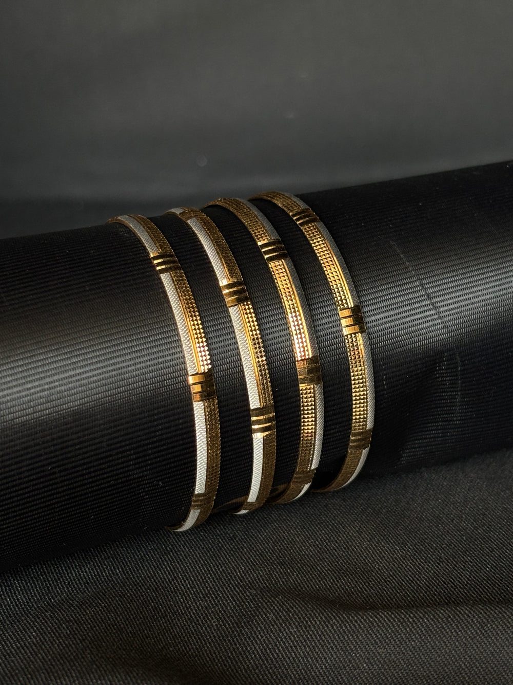 22KT Gold & White Rhodium Bangles - Set of 4