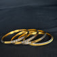 22K Gold Bangles with Geometric & Textured Accents - Set of 4