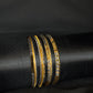 22K Gold Bangles with Geometric & Textured Accents - Set of 4