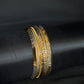 22K Gold Bangles with Geometric & Textured Accents - Set of 4