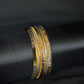 22K Gold Bangles with Geometric & Textured Accents - Set of 4