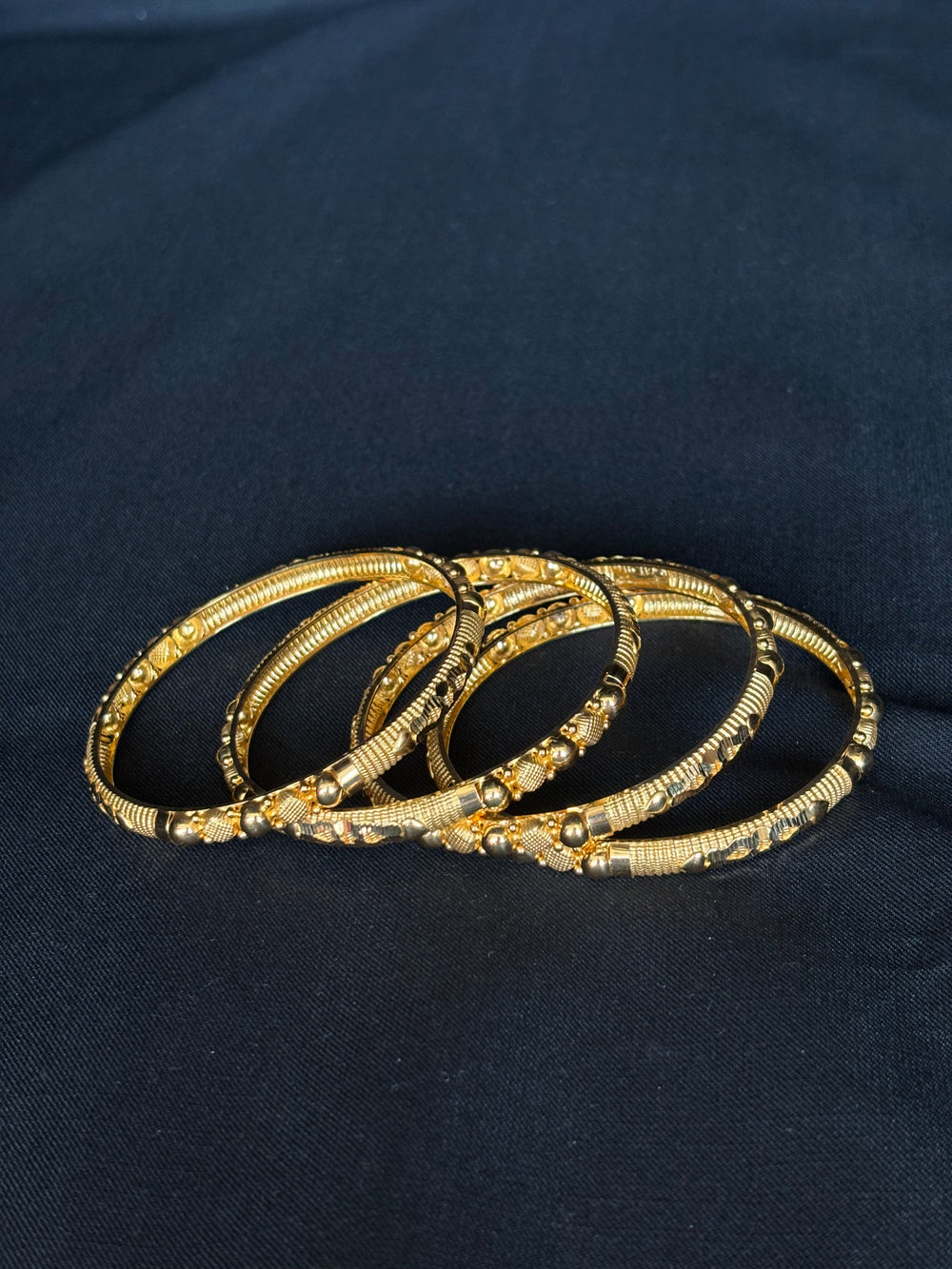 22K Gold Bangle Set with Intricate Beadwork from Premsay Jewellers