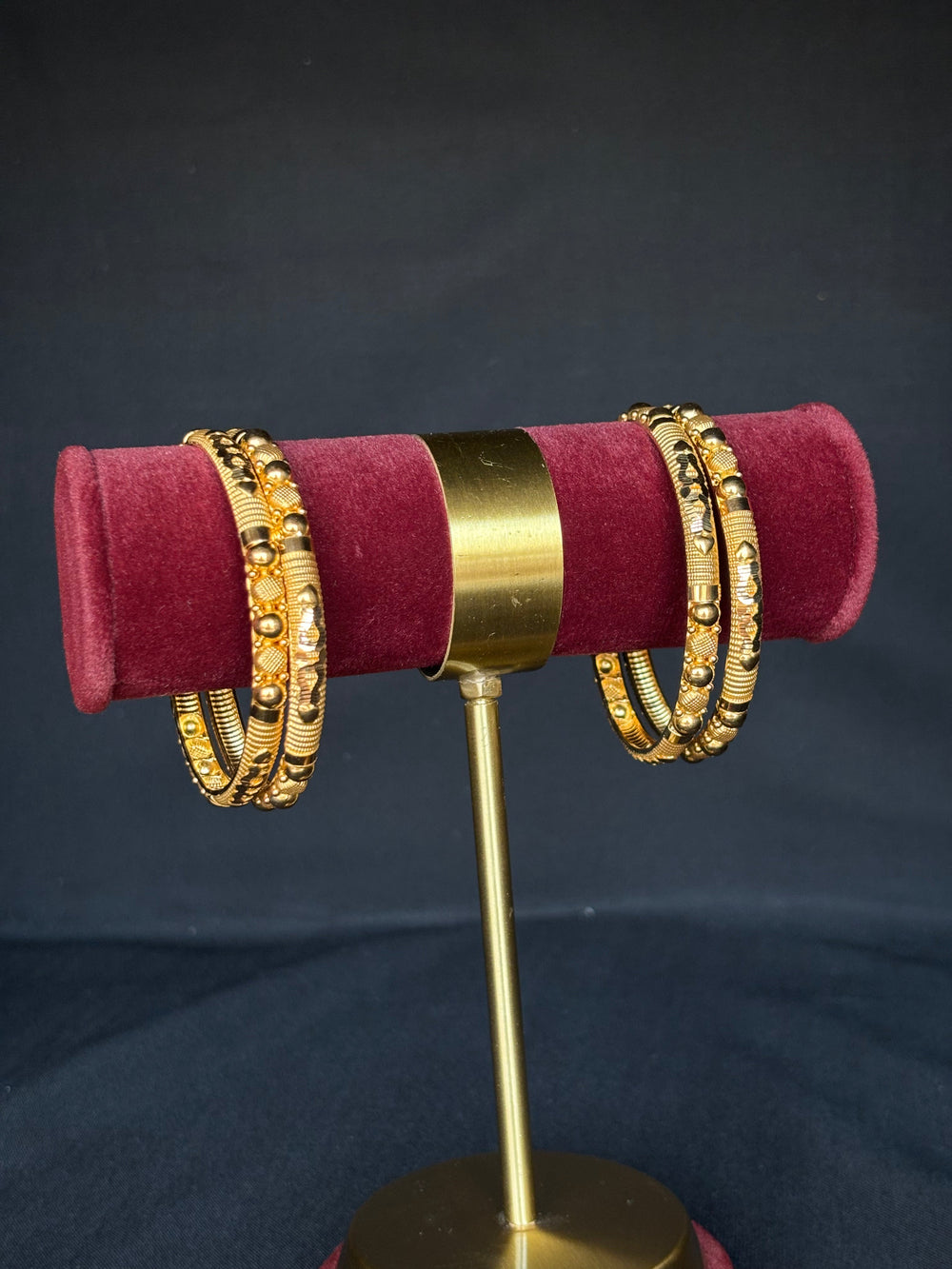 22K Gold Bangle Set with Intricate Beadwork from Premsay Jewellers