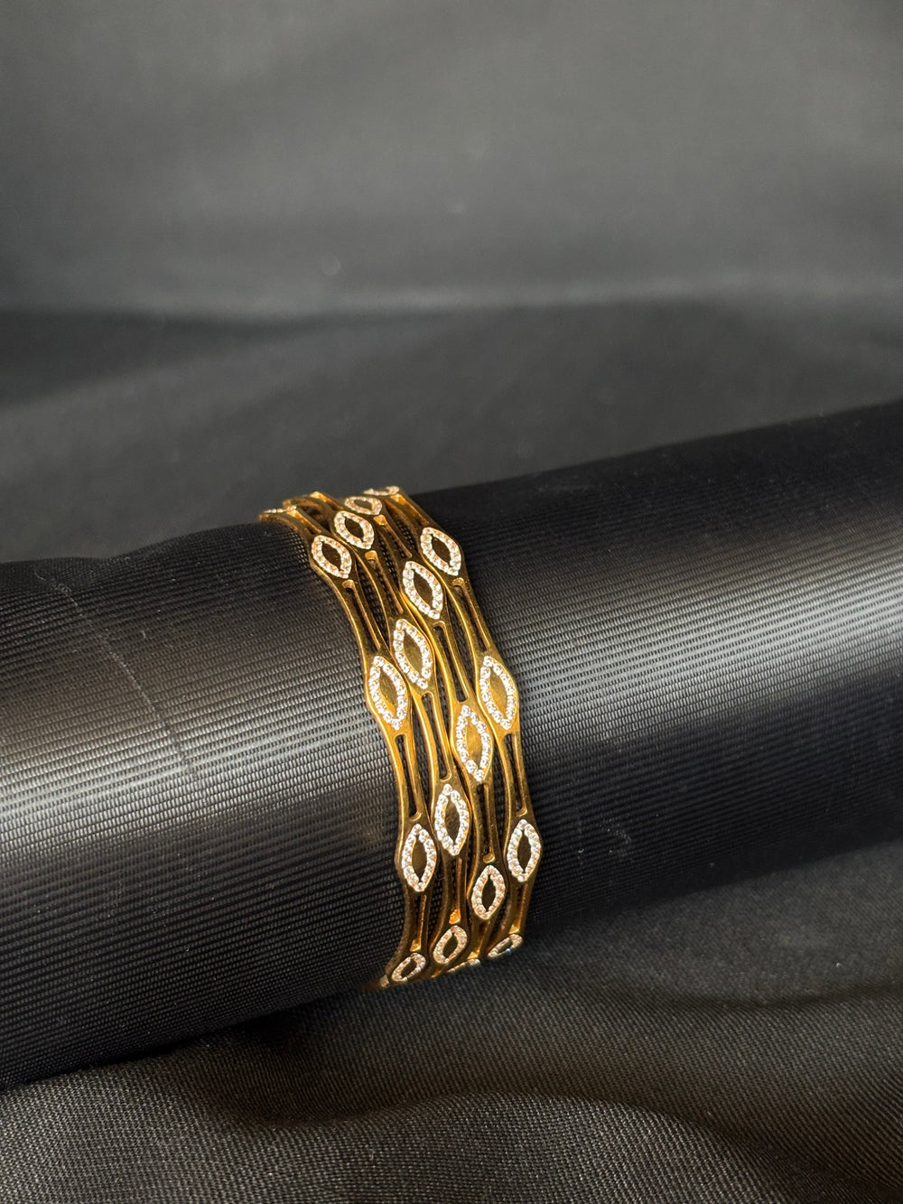 22K Gold Diamond-Cut Bangles - Set of 4, Elegant Indian Jewelry