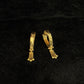 22K Gold Engraved Bali Earrings with Triple Chain Beaded Drops