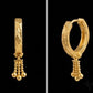 22K Gold Engraved Bali Earrings with Triple Chain Beaded Drops