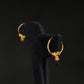 Traditional 22K Gold Triple Bead Drop Earrings | Fan Motif Gold Bali