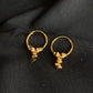 Traditional 22K Gold Triple Bead Drop Earrings | Fan Motif Gold Bali