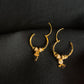 Traditional 22K Gold Triple Bead Drop Earrings | Fan Motif Gold Bali