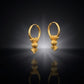 Traditional 22K Gold Triple Bead Drop Earrings | Fan Motif Gold Bali