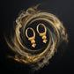 Traditional 22K Gold Triple Bead Drop Earrings | Fan Motif Gold Bali
