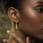 Traditional 22K Gold Triple Bead Drop Earrings | Fan Motif Gold Bali