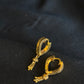 22K Gold Small Hoop Earrings with Dangling Bead Details - Classic & Elegant