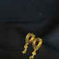 22K Gold Small Hoop Earrings with Dangling Bead Details - Classic & Elegant
