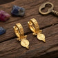 Vintage Style 22K Gold Victoria Coin Bali Earrings | Antique Finish Hoop Charms