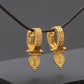 Vintage Style 22K Gold Victoria Coin Bali Earrings | Antique Finish Hoop Charms