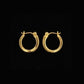 22K Yellow Gold Ribbed Hoop Earrings | Minimalist Textured Gold Bali