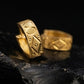 22K Gold Embossed Rhombus Pattern Bali | Textured Yellow Gold Hoop Earrings
