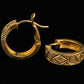 22K Gold Embossed Rhombus Pattern Bali | Textured Yellow Gold Hoop Earrings